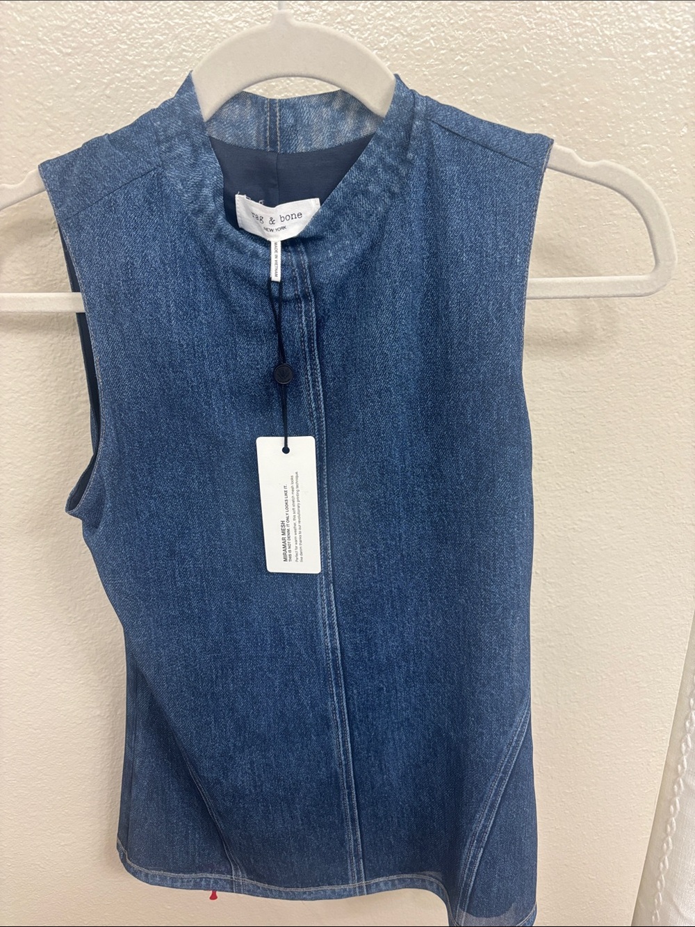 rag & bone Sleeveless Denim Shift top- Blue